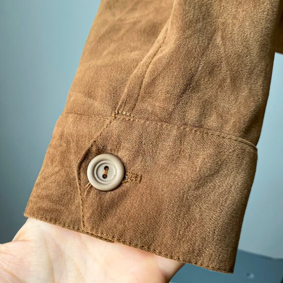❄️ 90sVintage Warm Fitted Lightweight Brown Faux-Suede Western Jacket - Picture 6 of 6